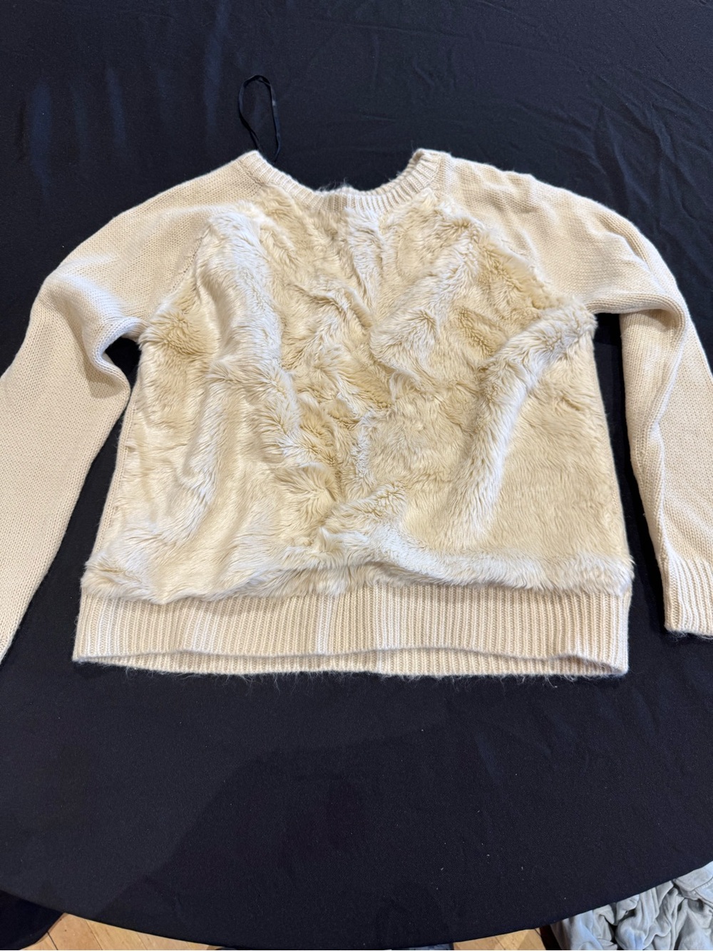 Forever 21 Cream Faux-Fur Front Knit Sweater